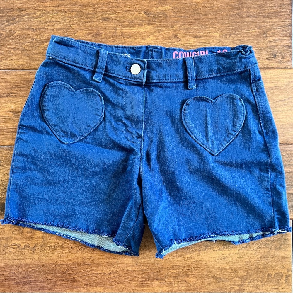 Crewcuts blue denim heart pocket shorts girls size 12